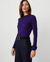 Ann Taylor Ruffle Trim Top Midnight Mulberry Women's