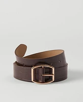 Ann Taylor Wide Buckle Embossed Belt Chocolate Women's