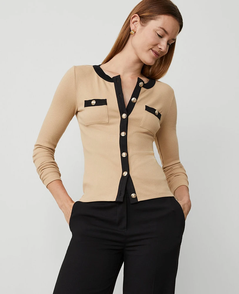 Ann Taylor Button Knit Jacket Baguette Women's