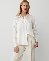 Ann Taylor Pocket Button Shirt Winter White Women's