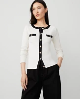 Ann Taylor Petite Button Knit Jacket Winter White Women's