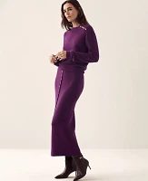 Ann Taylor Petite Button Front Column Sweater Skirt Pulsar Purple Women's