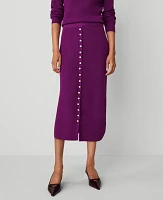 Ann Taylor Petite Button Front Column Sweater Skirt Pulsar Purple Women's