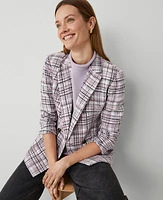 Ann Taylor The Crosby Blazer in Tweed Plaid Size 8 Sunset Lavender Women's