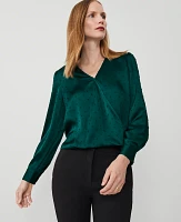 Ann Taylor Satin Wrap Popover Top Rainforest Women's