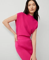 Ann Taylor Petite Ribbed Blouson Sweater Dress Hot Pink Poppy Women's