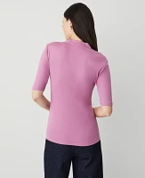 Ann Taylor V-Neck Elbow Sleeve T-Shirt Autumn Rose Women's