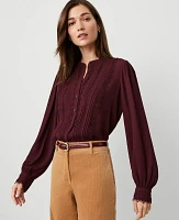 Ann Taylor Pintuck Button Down Blouse Women's