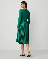 Ann Taylor Back-Pleat Midi Dress Festive Holly Women's