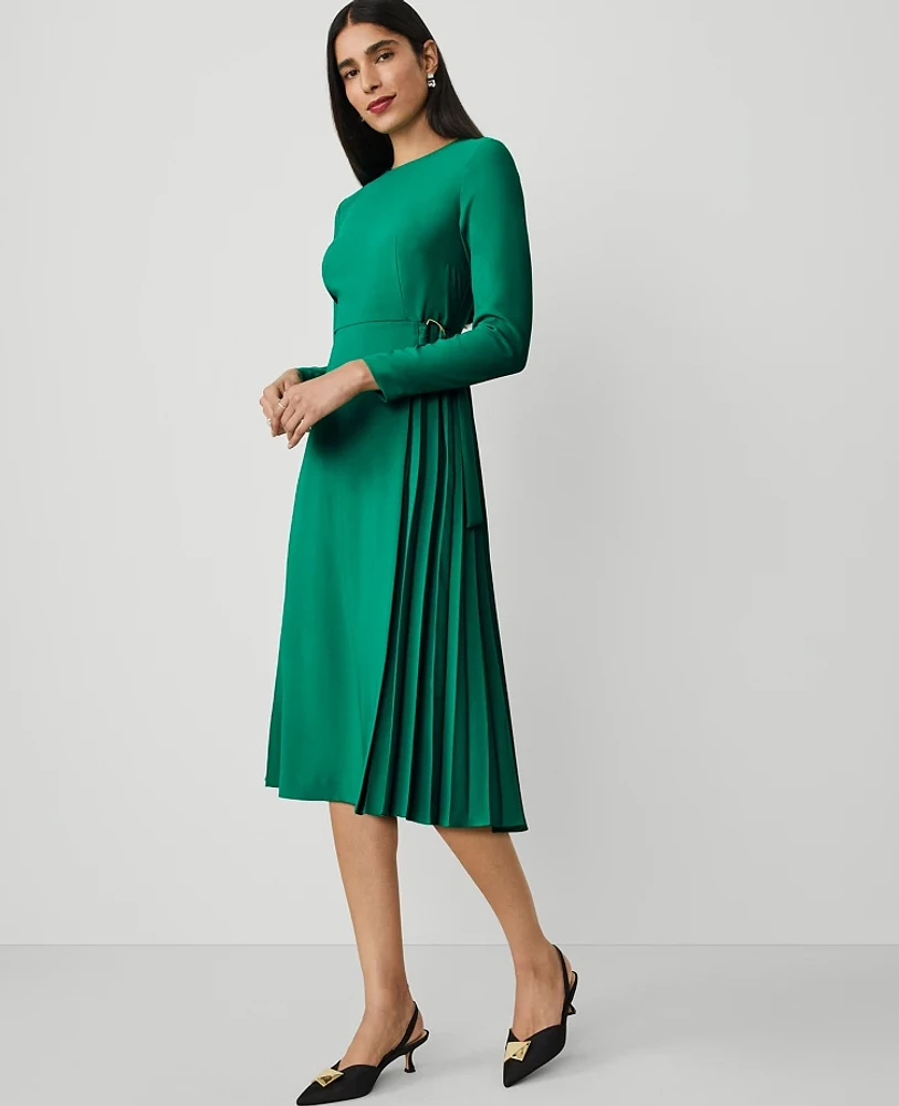 Ann Taylor Back-Pleat Midi Dress Size 0 Festive Holly Women's