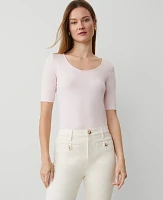 Ann Taylor Scoop Neck Elbow Sleeve T-Shirt Women's