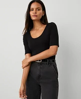 Ann Taylor Scoop Neck Elbow Sleeve T-Shirt Women's