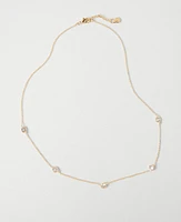 Ann Taylor Demi Fine Circle Crystal Station Necklace Goldtone Women's