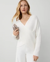 Ann Taylor Ribbed Wrap Sweater Winter White Women's