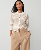 Ann Taylor Striped Collared Cardigan Women's