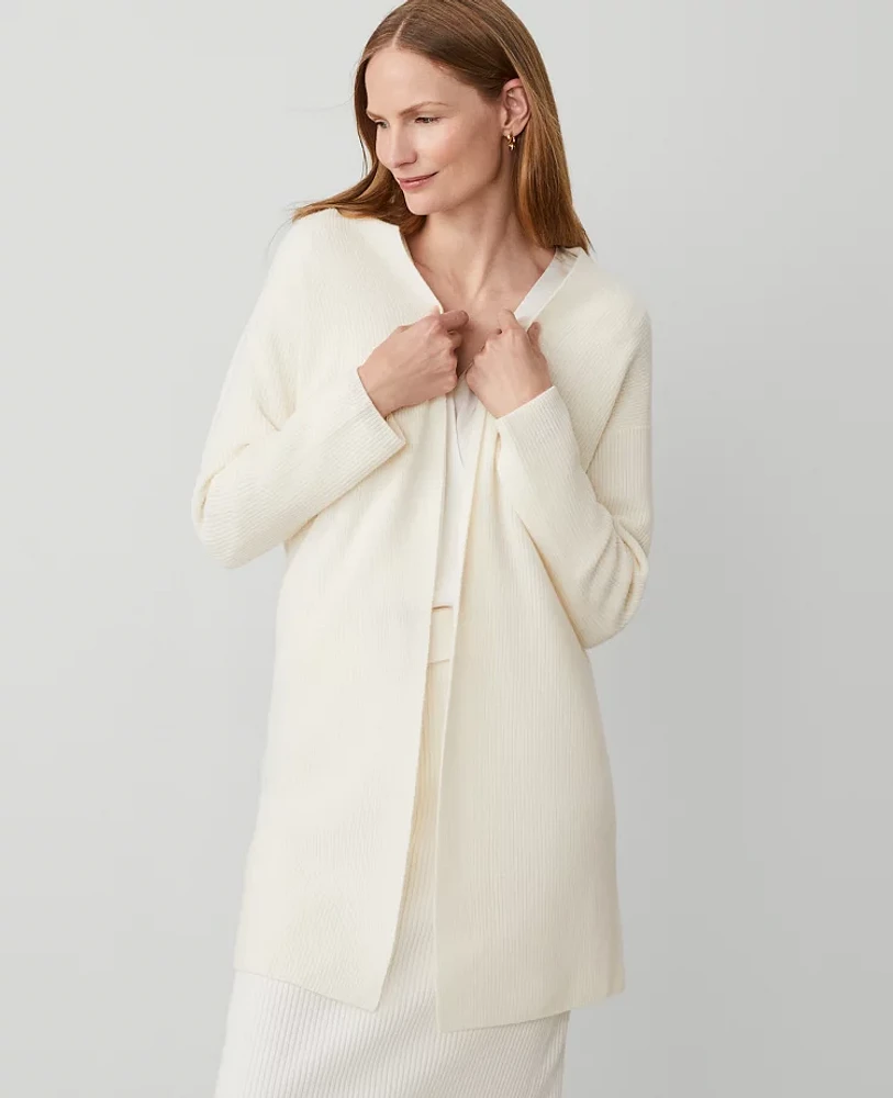 Ann Taylor Cashmere Open Cardigan Pale Ivory Women's