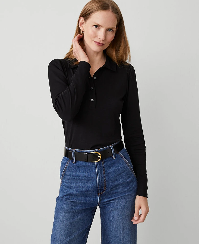 Ann Taylor Polo Puff Sleeve Top Women's