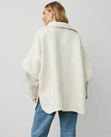 Ann Taylor Zip Collared Poncho Size M/L White Pearl Women's