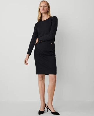 Ann Taylor Petite Button Sheath Dress Black Women's