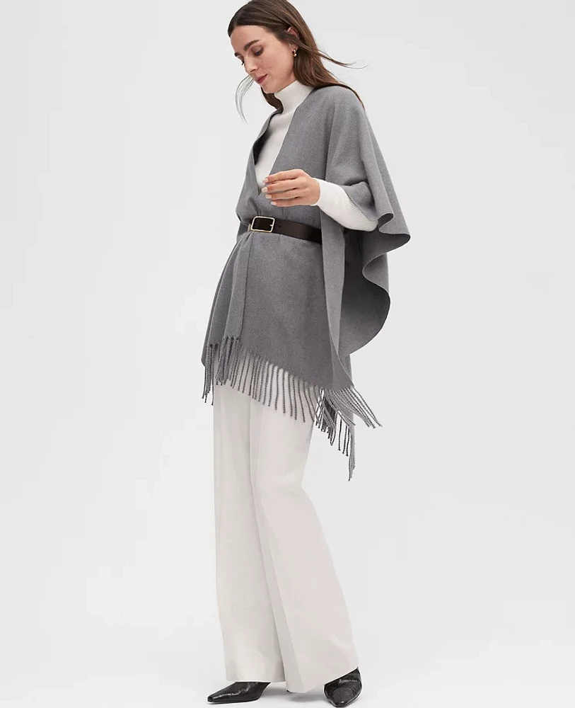 Ann Taylor Fringe Belted Poncho Women's