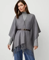 Ann Taylor Fringe Belted Poncho Women's