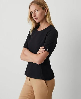 Ann Taylor Faux Leather Peplum Top Women's