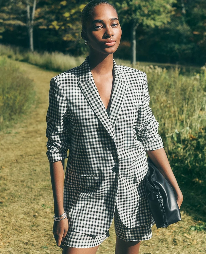 Ann Taylor The Longline Blazer Gingham Black/White Multi Women's