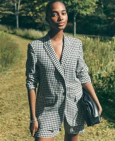 Ann Taylor The Longline Blazer Gingham Black/White Multi Women's