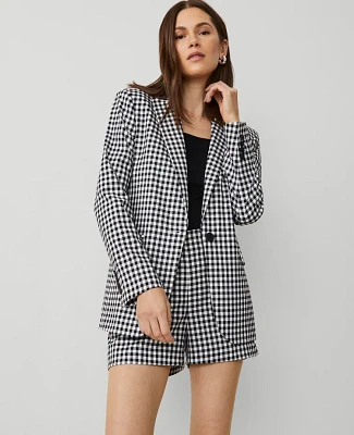 Ann Taylor The Longline Blazer Gingham Black/White Multi Women's