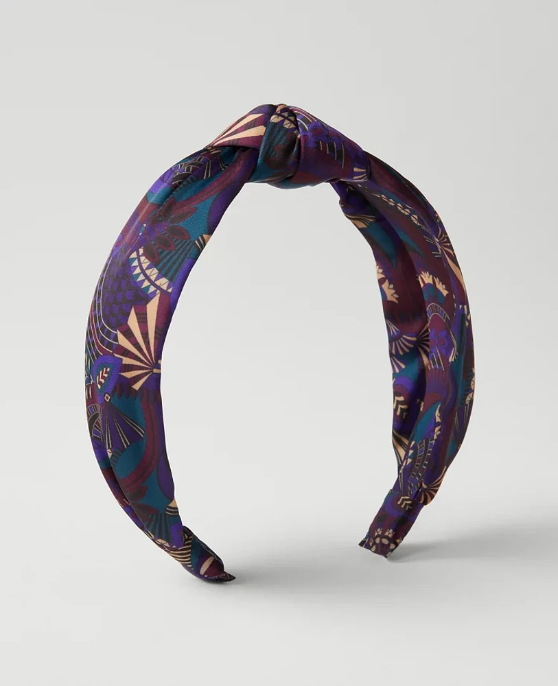 Ann Taylor Cleo Print Knot Headband Plum Burst Women's