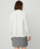 Ann Taylor Ruffle Neck Blouse Winter White Women's