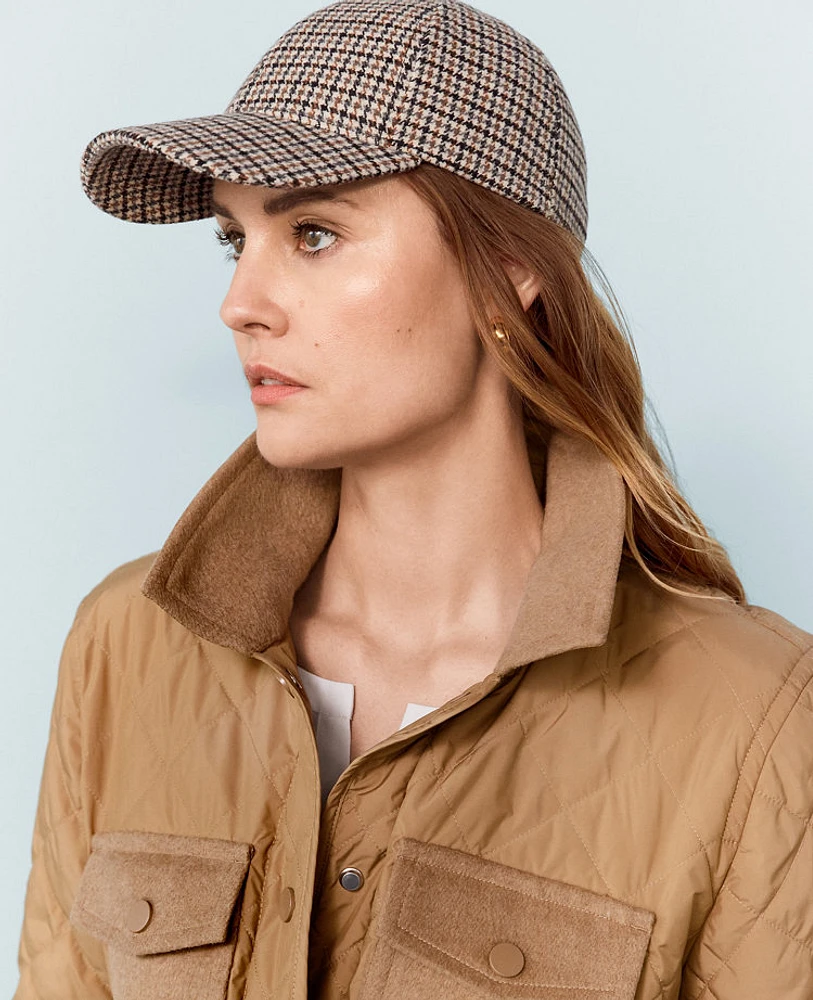 Ann Taylor AT Weekend Plaid Baseball Cap Brown Multi Women's