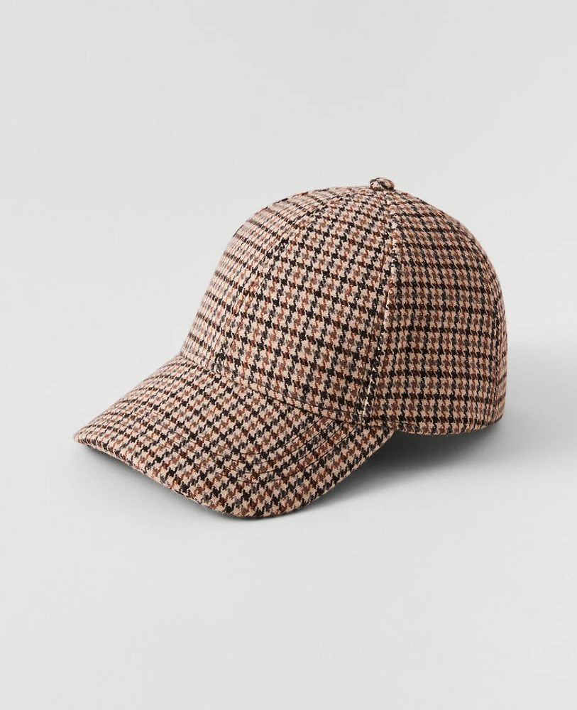 Ann Taylor AT Weekend Plaid Baseball Cap Brown Multi Women's