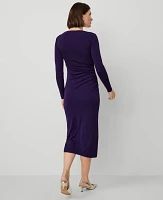 Ann Taylor Petite Gathered Waist Column Sheath Dress Midnight Mulberry Women's