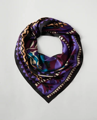 Ann Taylor Oversize Cleo Print Silk Scarf Plum Burst Women's