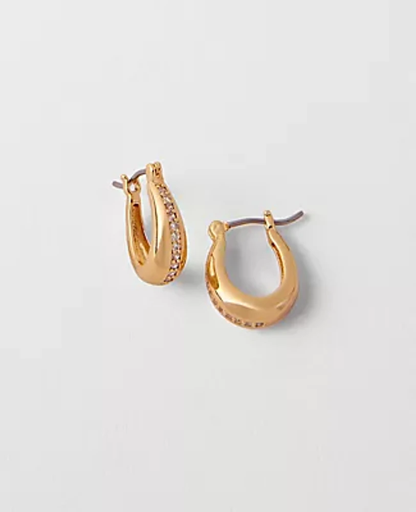 Ann Taylor Demi Fine Crystal Embedded Mini Hoop Earrings