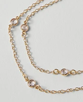 Ann Taylor Crystal Inset Double Wrap Necklace Goldtone Women's