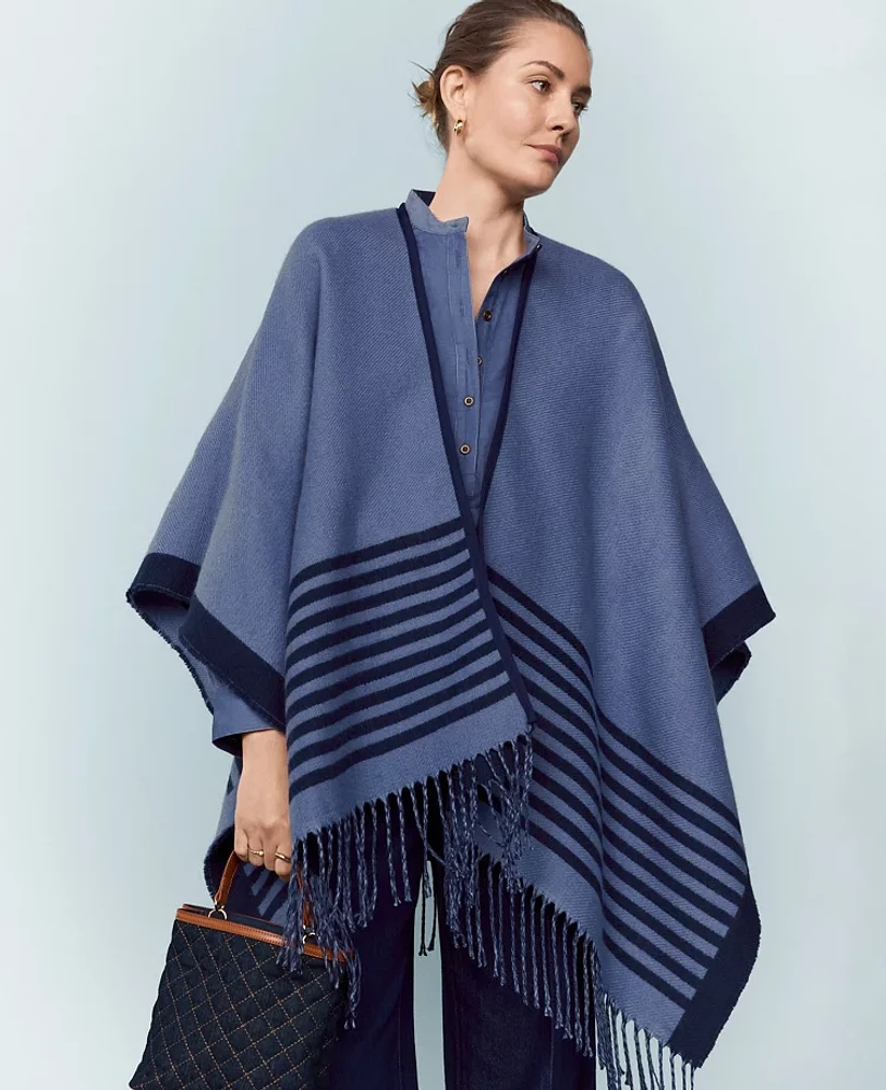 Ann Taylor Striped Tassel Wrap Pure Sapphire Women's