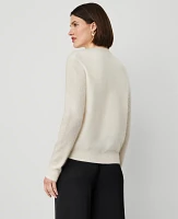 Ann Taylor Brushed-Cashmere Boyfriend Cardigan Pale Ivory Women's