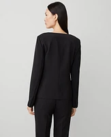 Ann Taylor Fluid Crepe Fitted U-Neck Jacket Black Women's