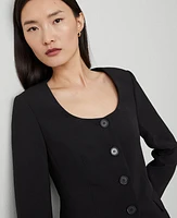 Ann Taylor Fluid Crepe Fitted U-Neck Jacket Black Women's