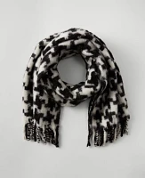 Ann Taylor Houndstooth Blanket Scarf Black Women's