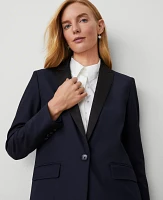 Ann Taylor The Longline Tuxedo Blazer Bi-Stretch Twill Night Sky Women's