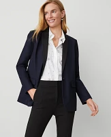 Ann Taylor The Longline Tuxedo Blazer Bi-Stretch Twill Night Sky Women's