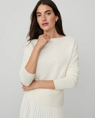 Ann Taylor Petite Cashmere Boatneck Sweater Pale Ivory Women's