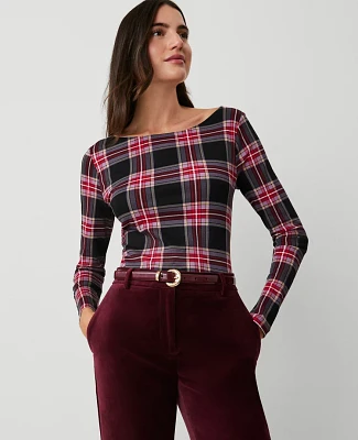Ann Taylor Boatneck Low Back Top Black Women's