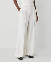 Ann Taylor The Pleated Wide-Leg Pant Pinstripe Dusty Ivory Melange Women's