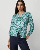 Ann Taylor Floral Cardigan Mellow Mint Women's