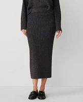 Ann Taylor Ribbed Sweater Skirt Heathered Onyx Women's