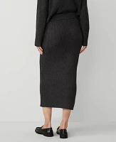 Ann Taylor Ribbed Sweater Skirt Heathered Onyx Women's